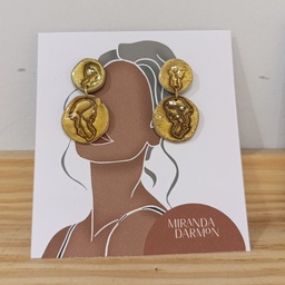 Pendientes Moneda Dorado - Arcilla Polimérica Miranda
