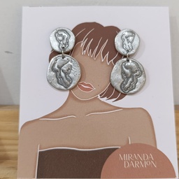 Pendientes Moneda Plateado - Arcilla Polimérica Miranda