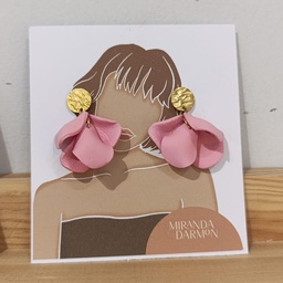 Pendientes Pétalos Rosa - Arcilla Polimérica Miranda