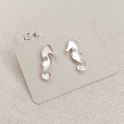 Pendientes Mini Caballito de Mar Plateado