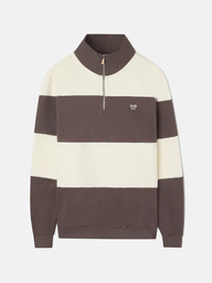 Sudadera Media Cremallera Raya Ancha Marrón  - Silbon