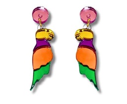 Pendientes Loro Colores Metacrilato Naranja