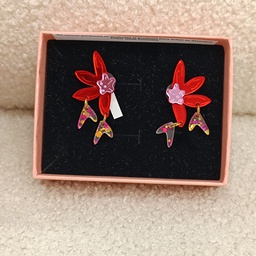 Pendientes Media Flor Colgantes Corazones Colores Metacrilato