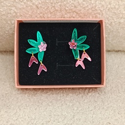 Pendientes Media Flor Colgantes Corazones Colores Metacrilato