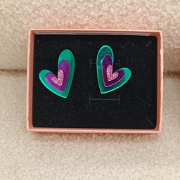 Pendientes Metacrilato Corazón Triple Color