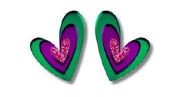 Pendientes Metacrilato Corazón Triple Verde