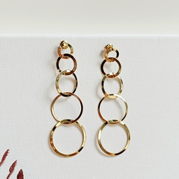Pendientes Largos Círculos Ondas Dorados