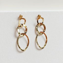Pendientes Largos Círculos Ondas Asimétricos Dorados