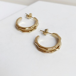Aros Doble Con Textura Dorado