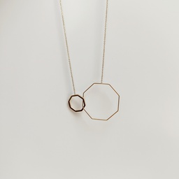 Collar Largo Forma Geo Dos Tamaños Dorado