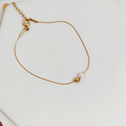 Pulsera Bolita y Perla (Dorada)