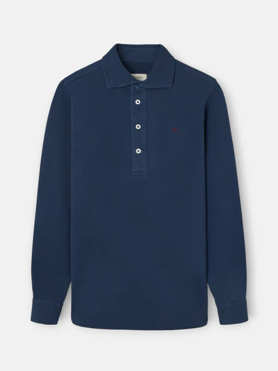 Polo Liso Manga Larga Azul Marino - Silbon