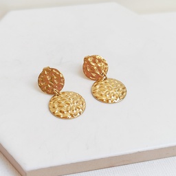 Pendientes Doble Círculo Mini Textura Dorado