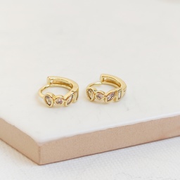 Pendientes Aritos Circonitas Geo Dorado