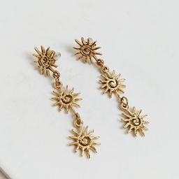 Pendientes Doble Sol Abstracto Dorado
