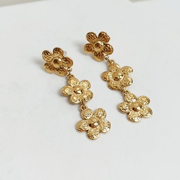 Pendientes Triple Flor Dorado