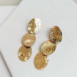 Pendientes Triple Chapa Texturas Dorado