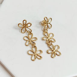 Pendientes Triple Flor Dorado