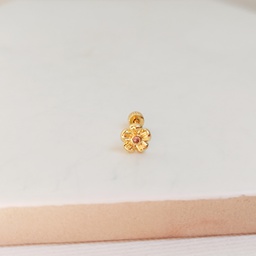 Pendiente Circonita Flor Dorado (Rosca)