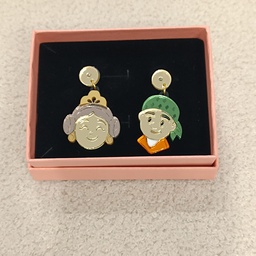 Pendientes Metacrilato Fallera y Fallero Dorado