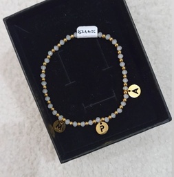 Pulsera Cuentas + Inicial/es Chapita