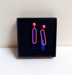 Pendientes Neón Forma Geo Rosa Azul