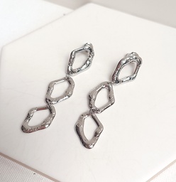 Pendientes Textura Forma Rombo Plateado