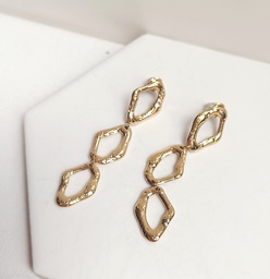 Pendientes Tres Óvalos Grueso Dorado