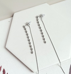 Pendientes Cadena Fina Con Bolitas Plateado