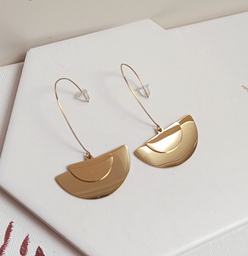 Pendientes Colgante Doble Medio Círculo Dorado