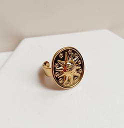 Anillo Maxi Sol Relieve Dorado