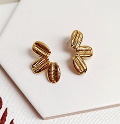 Pendientes Media Flor Textura Dorado