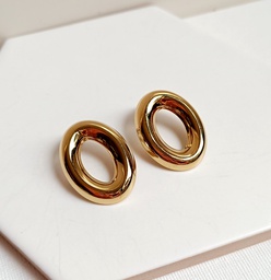 Pendientes Ancho Óvalo Dorado