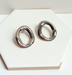 Pendientes Ancho Geo Plateado