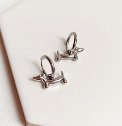 Pendientes Charm Perrito Plateado