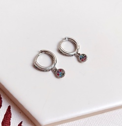 Aros Charm Circonitas Colores Plateado