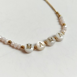 Pulsera Mamá Con Cuentas Rosa Dorado