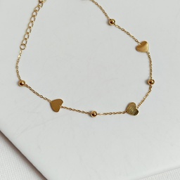 Pulsera Corazones Dorado