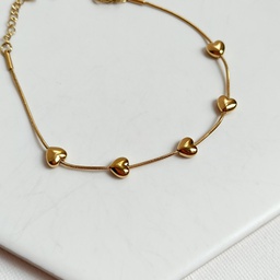 Pulsera Corazones 3D (Dorado)