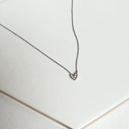 Collar Mini Corazón Circonita Plateado
