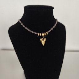 Collar Cordón Corazón Relieve Dorado