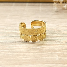 Anillo Doble Love Textura Dorado