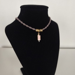 Collar Cordón Helado Rosa Dorado