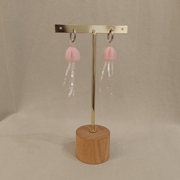 Pendientes Medusa Rosa Cierre Aro Plateado