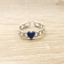 Anillo Cadena Corazón Azul Marino