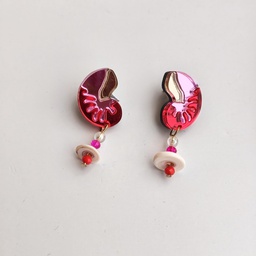 Pendientes Caracola Roja Metacrilato