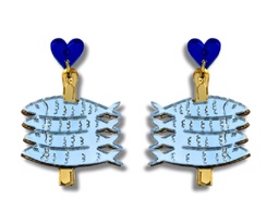 Pendientes Sardinas Corazón Azul Metacrilato