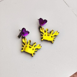 Pendientes Cangrejo Amarillo Metacrilato