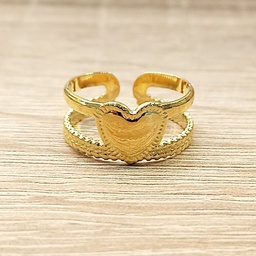 Anillo Doble Corazón Dorado