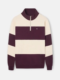 Sudadera Media Cremallera Raya Ancha Burdeos - Silbon